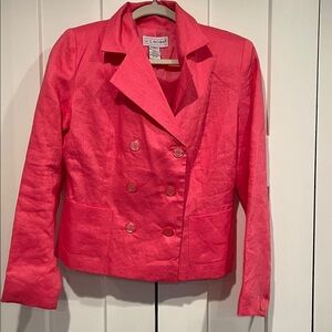 NWOT J.G. Hook 100% Linen Pink Suit Jacket Size 6